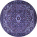 Round Machine Washable Persian Blue Traditional Rug, wshtr2288blu