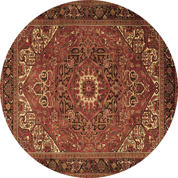 Round Persian Brown Traditional Rug, tr2288brn