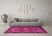 Machine Washable Persian Pink Traditional Rug in a Living Room, wshtr2288pnk