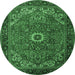 Round Persian Emerald Green Traditional Rug, tr2288emgrn