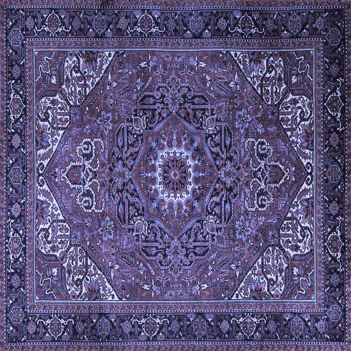 Square Machine Washable Persian Blue Traditional Rug, wshtr2288blu