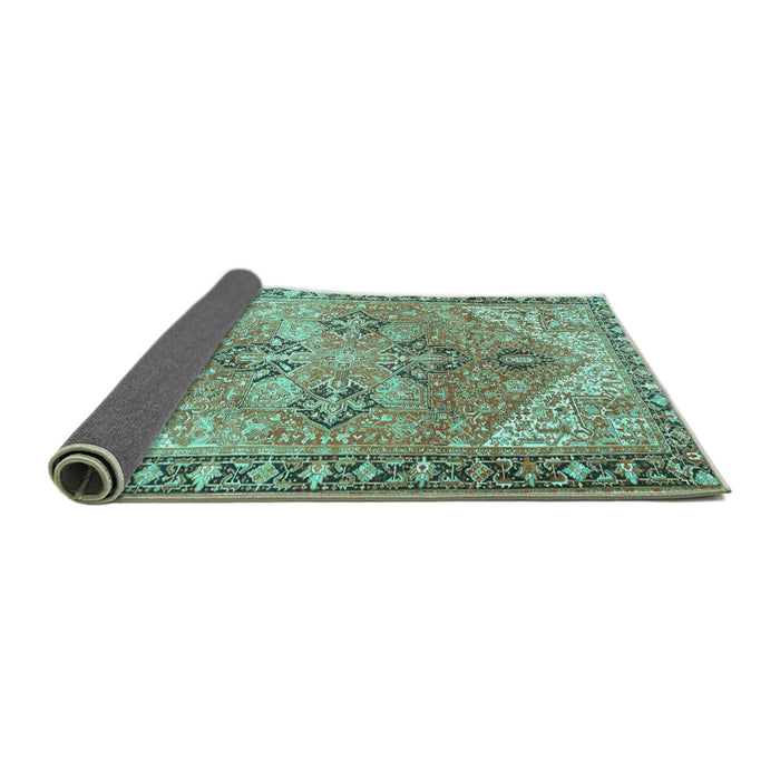 Sideview of Persian Turquoise Traditional Rug, tr2289turq