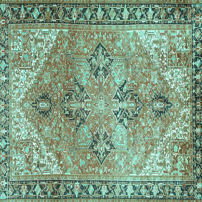 Square Machine Washable Persian Turquoise Traditional Area Rugs, wshtr2289turq