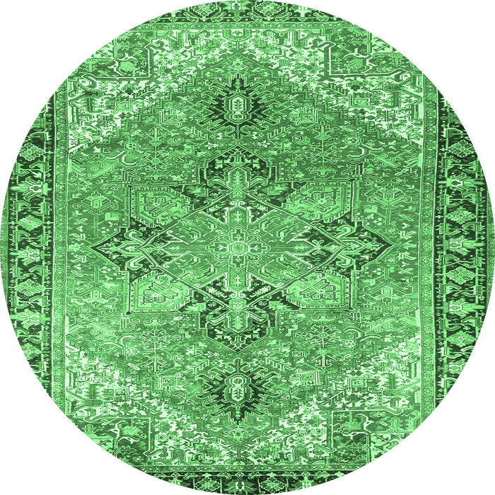 Round Persian Emerald Green Traditional Rug, tr2289emgrn
