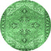 Round Persian Emerald Green Traditional Rug, tr2289emgrn