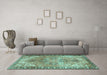 Machine Washable Persian Turquoise Traditional Area Rugs in a Living Room,, wshtr2289turq