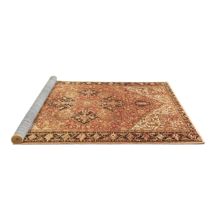 Sideview of Machine Washable Persian Brown Traditional Rug, wshtr2289brn