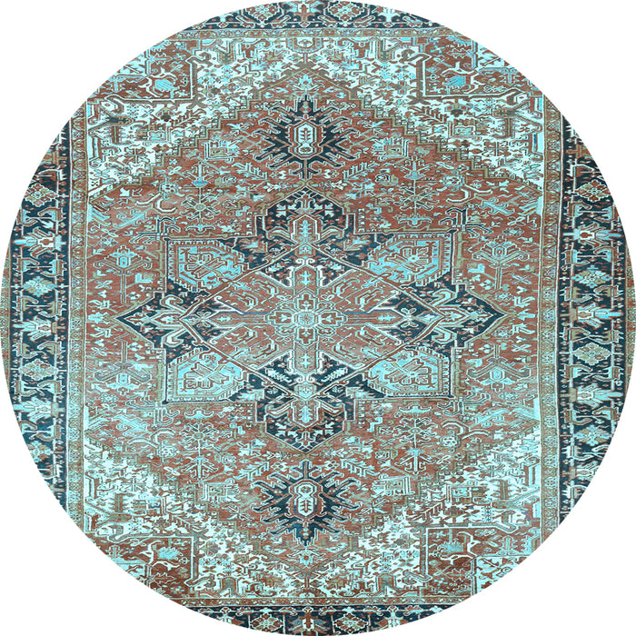 Round Machine Washable Persian Light Blue Traditional Rug, wshtr2289lblu