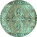 Round Persian Turquoise Traditional Rug, tr2289turq
