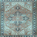 Square Machine Washable Persian Light Blue Traditional Rug, wshtr2289lblu