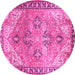 Round Persian Pink Traditional Rug, tr2289pnk