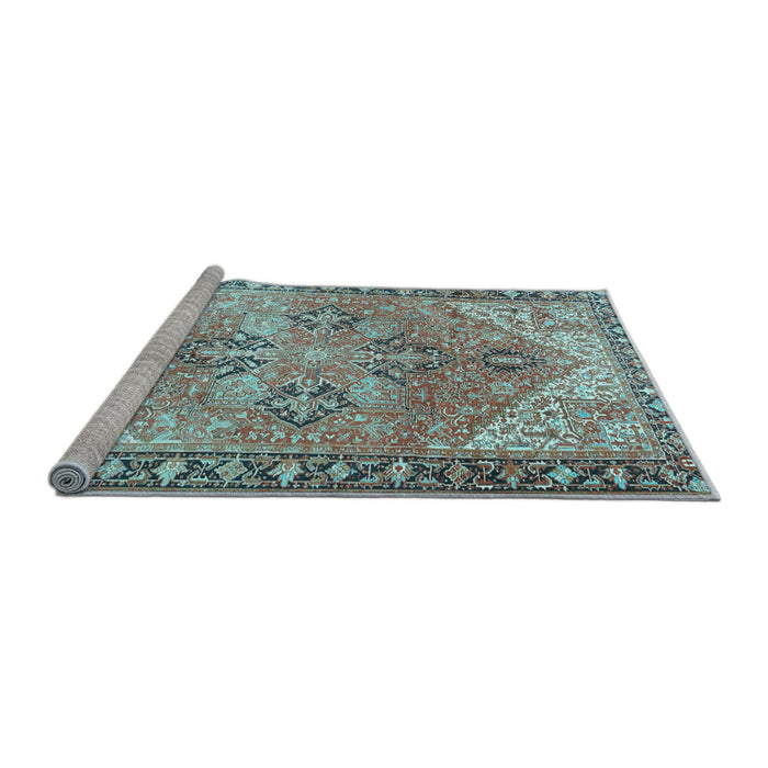 Sideview of Machine Washable Persian Light Blue Traditional Rug, wshtr2289lblu
