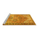 Sideview of Machine Washable Persian Yellow Traditional Rug, wshtr2289yw