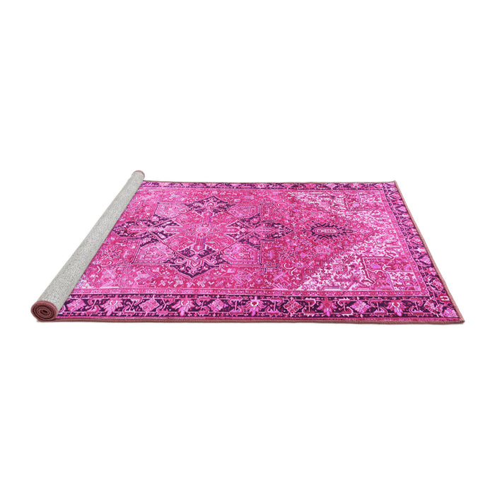 Sideview of Machine Washable Persian Pink Traditional Rug, wshtr2289pnk