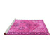 Sideview of Machine Washable Persian Pink Traditional Rug, wshtr2289pnk