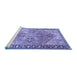 Sideview of Machine Washable Persian Blue Traditional Rug, wshtr2289blu