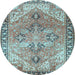Round Persian Light Blue Traditional Rug, tr2289lblu