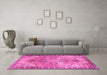 Machine Washable Persian Pink Traditional Rug in a Living Room, wshtr2289pnk