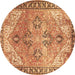Round Persian Brown Traditional Rug, tr2289brn