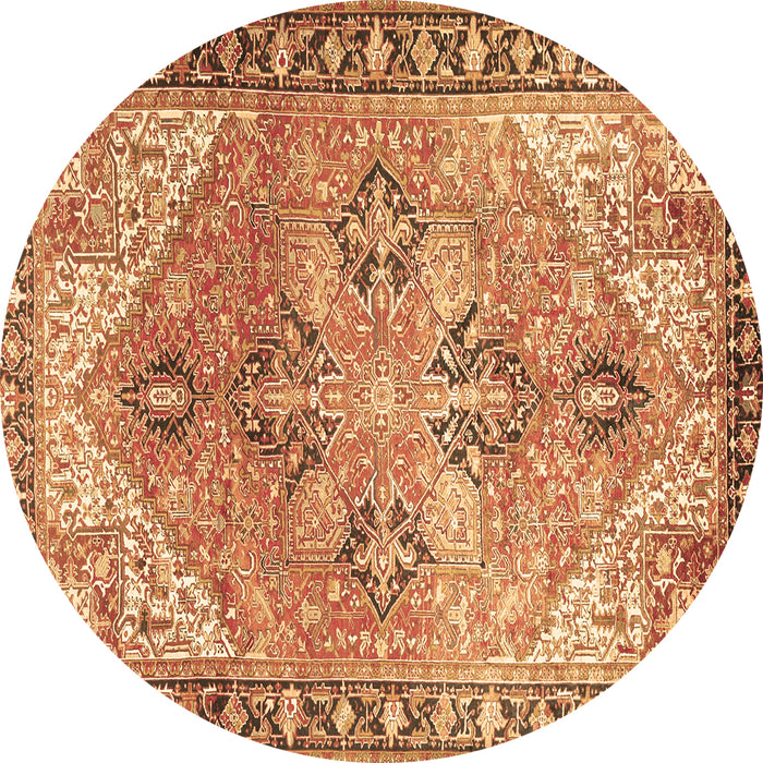 Round Machine Washable Persian Brown Traditional Rug, wshtr2289brn