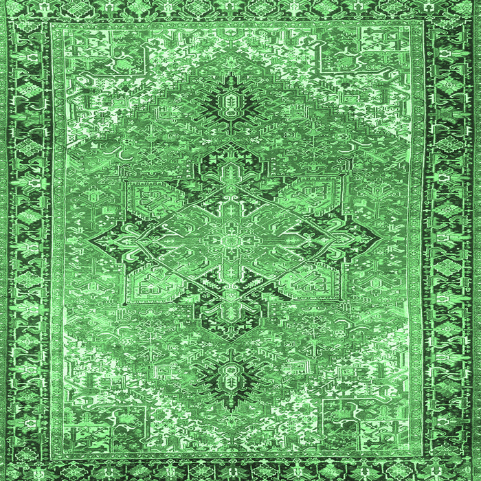 Square Machine Washable Persian Emerald Green Traditional Area Rugs, wshtr2289emgrn