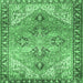 Square Machine Washable Persian Emerald Green Traditional Area Rugs, wshtr2289emgrn