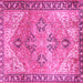 Square Machine Washable Persian Pink Traditional Rug, wshtr2289pnk