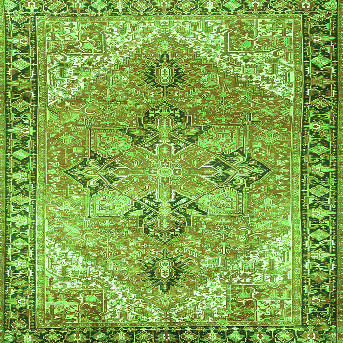 Round Machine Washable Persian Green Traditional Area Rugs, wshtr2289grn