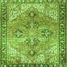 Round Machine Washable Persian Green Traditional Area Rugs, wshtr2289grn