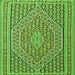 Round Machine Washable Southwestern Green Country Area Rugs, wshtr228grn