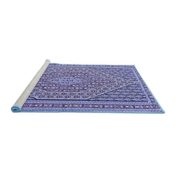 Sideview of Machine Washable Southwestern Blue Country Rug, wshtr228blu