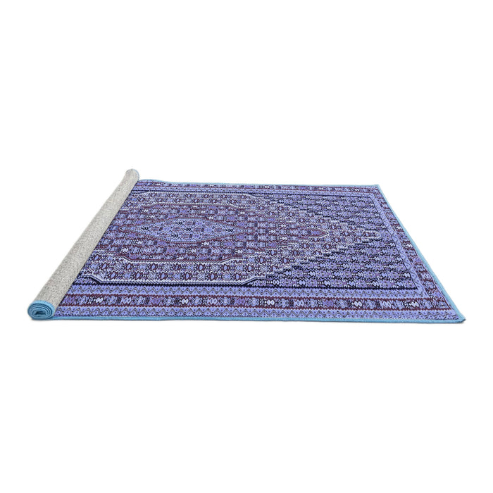 Sideview of Machine Washable Southwestern Blue Country Rug, wshtr228blu