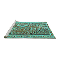 Sideview of Machine Washable Southwestern Turquoise Country Area Rugs, wshtr228turq