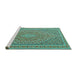 Sideview of Machine Washable Southwestern Turquoise Country Area Rugs, wshtr228turq