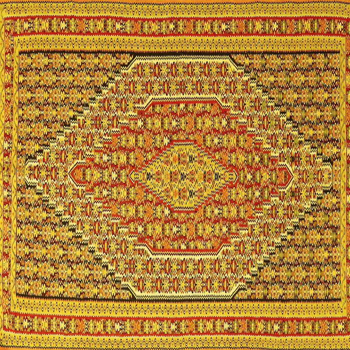 Square Machine Washable Southwestern Yellow Country Rug, wshtr228yw