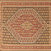 Square Machine Washable Southwestern Brown Country Rug, wshtr228brn