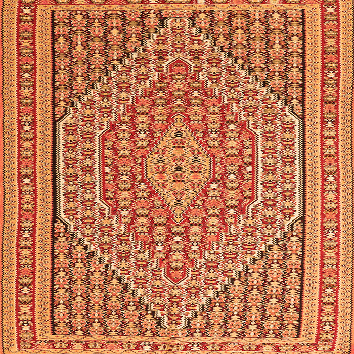 Round Machine Washable Southwestern Orange Country Area Rugs, wshtr228org