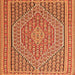 Round Machine Washable Southwestern Orange Country Area Rugs, wshtr228org