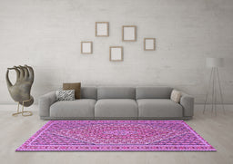 Machine Washable Southwestern Purple Country Area Rugs in a Living Room, wshtr228pur