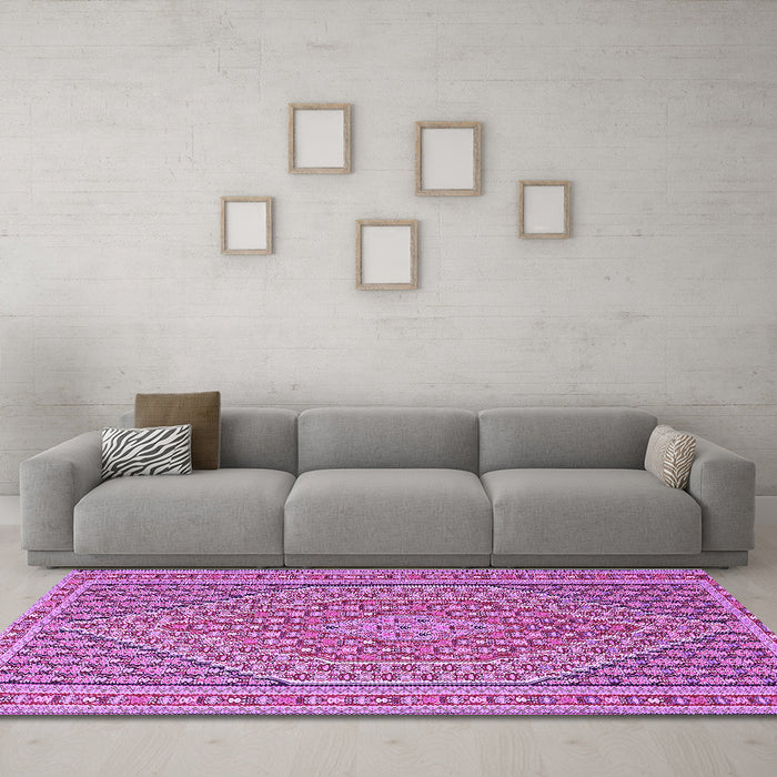 Machine Washable Southwestern Purple Country Area Rugs in a Living Room, wshtr228pur