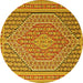 Round Southwestern Yellow Country Rug, tr228yw