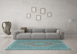 Machine Washable Southwestern Light Blue Country Rug in a Living Room, wshtr228lblu