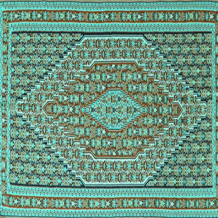 Square Southwestern Turquoise Country Rug, tr228turq