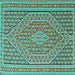 Square Southwestern Turquoise Country Rug, tr228turq