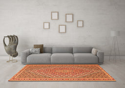 Machine Washable Southwestern Orange Country Area Rugs in a Living Room, wshtr228org
