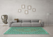 Machine Washable Southwestern Turquoise Country Area Rugs in a Living Room,, wshtr228turq