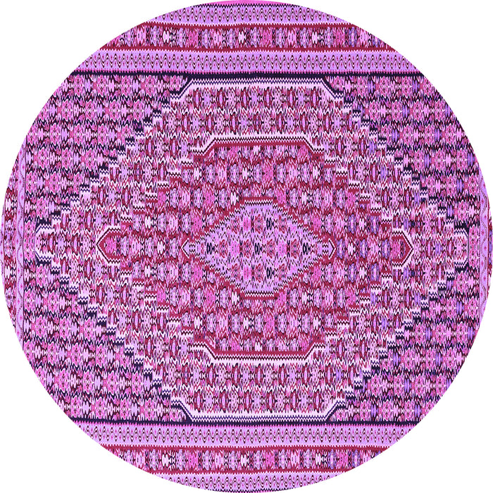 Round Machine Washable Southwestern Purple Country Area Rugs, wshtr228pur