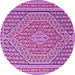 Round Machine Washable Southwestern Purple Country Area Rugs, wshtr228pur