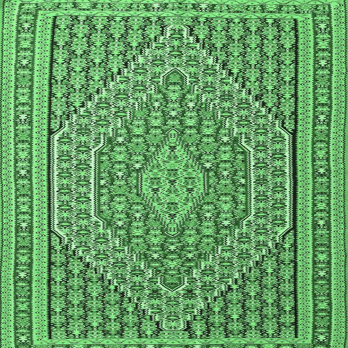 Square Machine Washable Southwestern Emerald Green Country Area Rugs, wshtr228emgrn