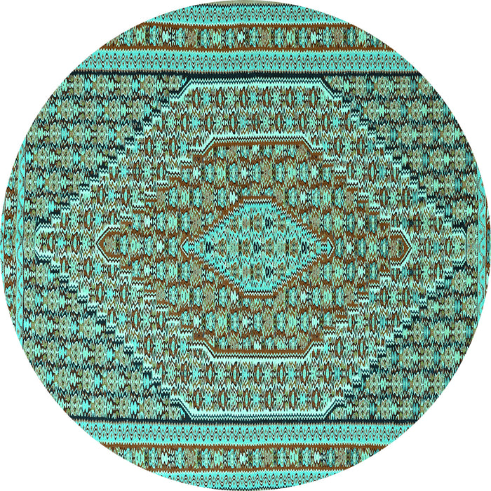 Round Southwestern Turquoise Country Rug, tr228turq